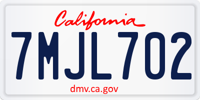 CA license plate 7MJL702