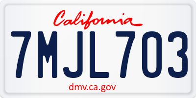 CA license plate 7MJL703