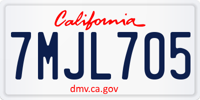 CA license plate 7MJL705