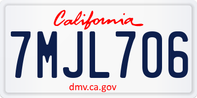 CA license plate 7MJL706