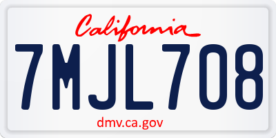 CA license plate 7MJL708