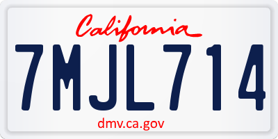 CA license plate 7MJL714