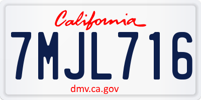 CA license plate 7MJL716