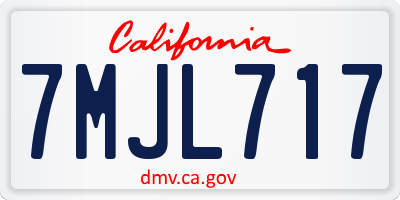 CA license plate 7MJL717