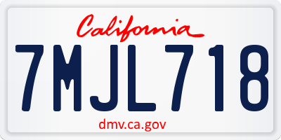 CA license plate 7MJL718