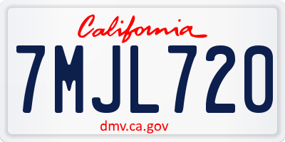 CA license plate 7MJL720