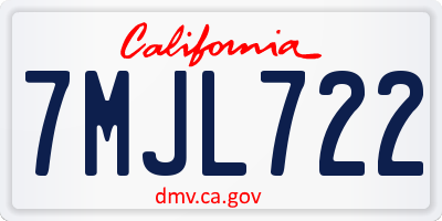 CA license plate 7MJL722