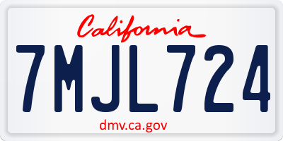 CA license plate 7MJL724