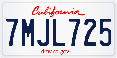 CA license plate 7MJL725