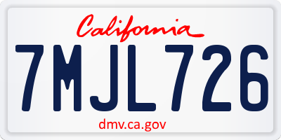 CA license plate 7MJL726