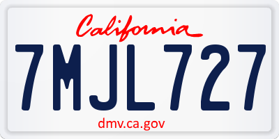 CA license plate 7MJL727