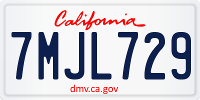 CA license plate 7MJL729