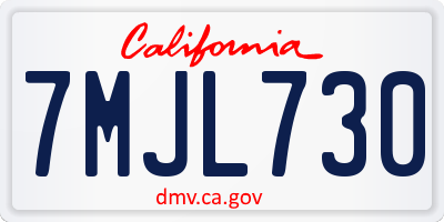 CA license plate 7MJL730