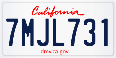 CA license plate 7MJL731