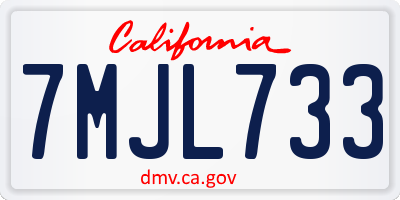 CA license plate 7MJL733