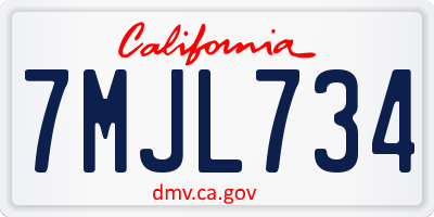 CA license plate 7MJL734