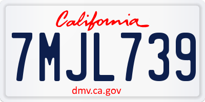 CA license plate 7MJL739