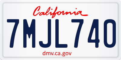 CA license plate 7MJL740