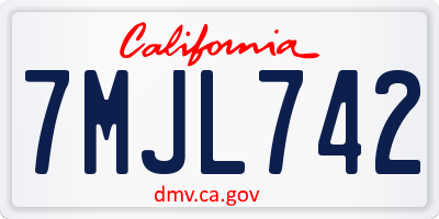 CA license plate 7MJL742