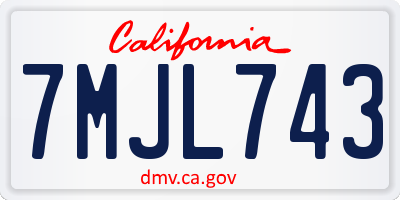 CA license plate 7MJL743