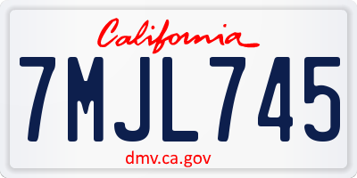 CA license plate 7MJL745