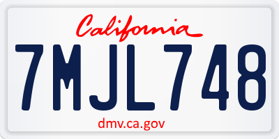 CA license plate 7MJL748