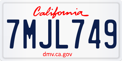 CA license plate 7MJL749