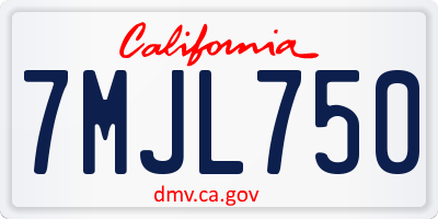 CA license plate 7MJL750