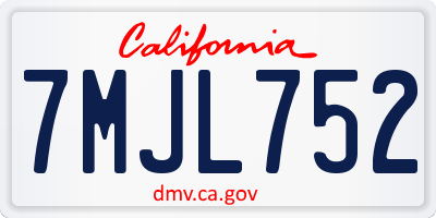 CA license plate 7MJL752