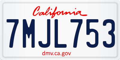 CA license plate 7MJL753