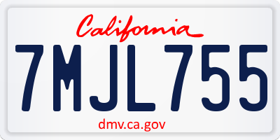 CA license plate 7MJL755