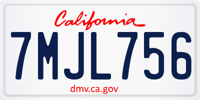 CA license plate 7MJL756