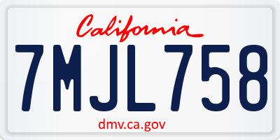 CA license plate 7MJL758