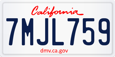 CA license plate 7MJL759