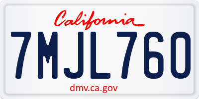 CA license plate 7MJL760