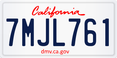 CA license plate 7MJL761