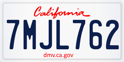 CA license plate 7MJL762