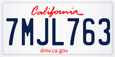 CA license plate 7MJL763