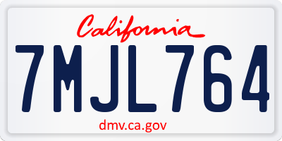 CA license plate 7MJL764