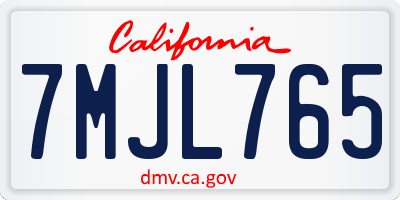 CA license plate 7MJL765