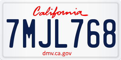 CA license plate 7MJL768