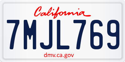 CA license plate 7MJL769