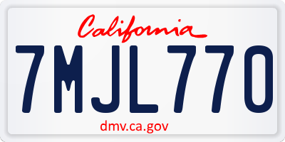 CA license plate 7MJL770