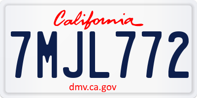 CA license plate 7MJL772