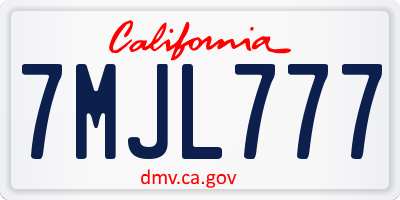 CA license plate 7MJL777