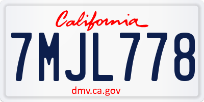 CA license plate 7MJL778