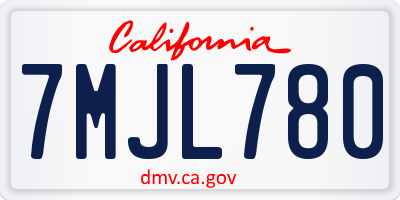 CA license plate 7MJL780