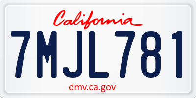 CA license plate 7MJL781