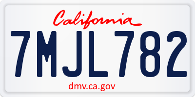 CA license plate 7MJL782