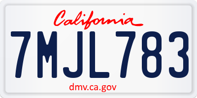 CA license plate 7MJL783